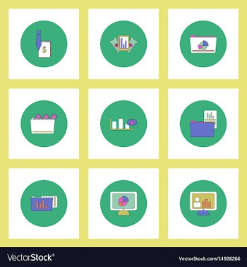 Collection of icons in flat style statistics items vector image