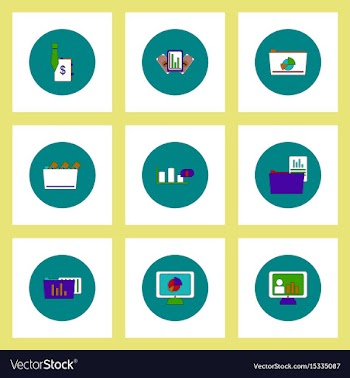 Collection of icons in flat style statistics items vector image