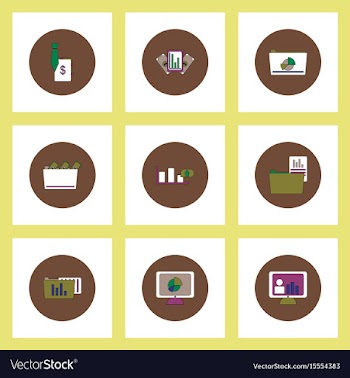 Collection of icons in flat style statistics items vector image