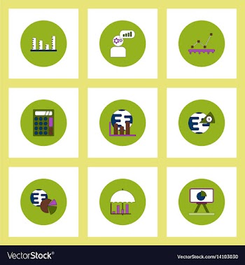 Collection of icons in flat style statistics vector image