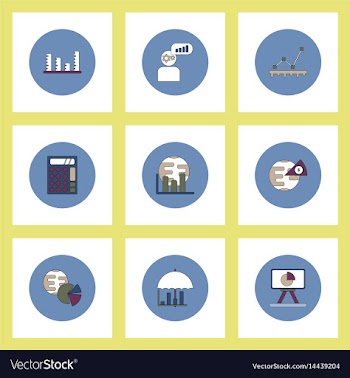 Collection of icons in flat style statistics vector image