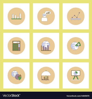 Collection of icons in flat style statistics vector image