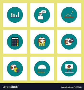 Collection of icons in flat style statistics vector image