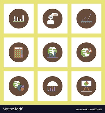 Collection of icons in flat style statistics vector image