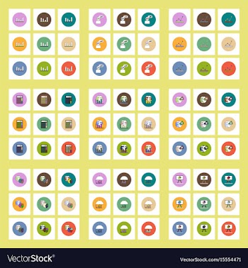 Collection of icons in flat style statistics vector image