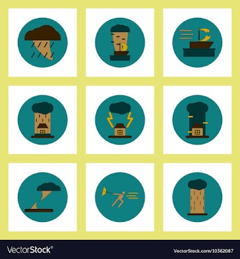 Collection of icons in flat style tornado vector image