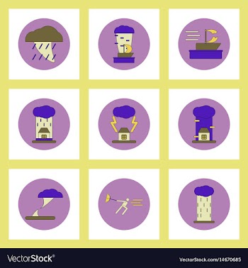 Collection of icons in flat style tornado vector image