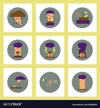Collection of icons in flat style tornado vector image