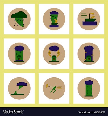 Collection of icons in flat style tornado vector image
