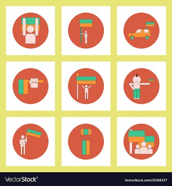 Collection of icons in flat style ukrainian vector image