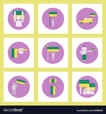 Collection of icons in flat style ukrainian vector image