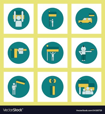 Collection of icons in flat style ukrainian vector image