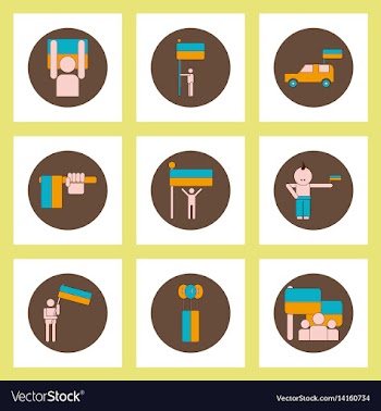Collection of icons in flat style ukrainian vector image