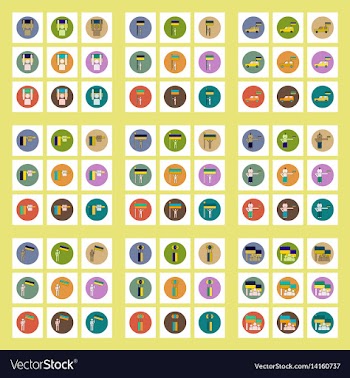 Collection of icons in flat style ukrainian vector image