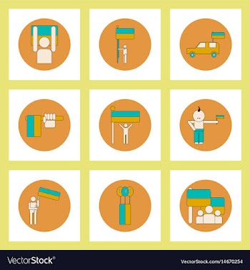 Collection of icons in flat style ukrainian vector image