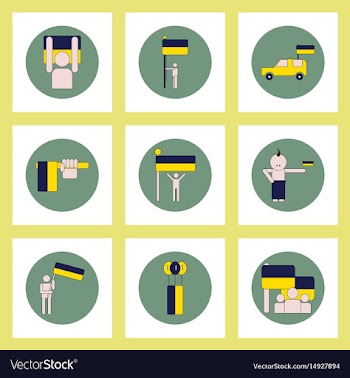 Collection of icons in flat style ukrainian vector image