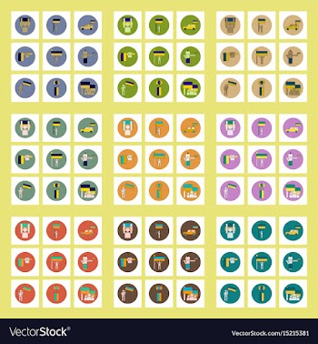 Collection of icons in flat style ukrainian vector image