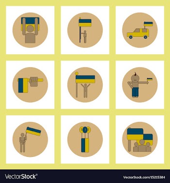 Collection of icons in flat style ukrainian vector image