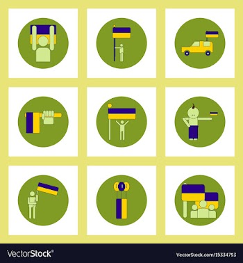 Collection of icons in flat style ukrainian vector image