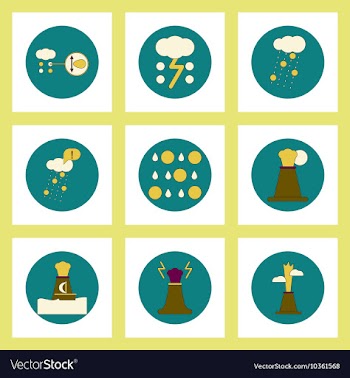 Collection of icons in flat style volcan cataclysm vector image