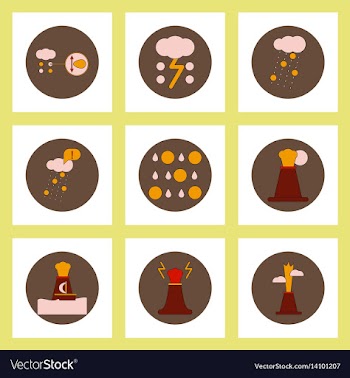 Collection of icons in flat style volcan cataclysm vector image