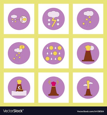 Collection of icons in flat style volcan cataclysm vector image