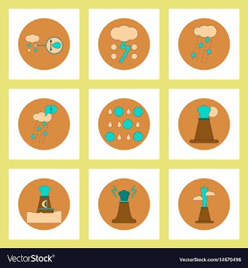 Collection of icons in flat style volcan cataclysm vector image
