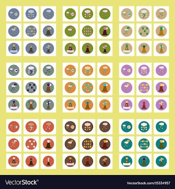 Collection of icons in flat style volcan cataclysm vector image