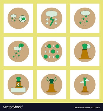 Collection of icons in flat style volcan cataclysm vector image