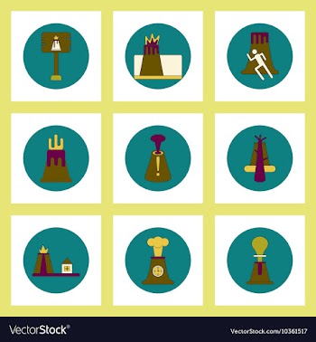 Collection of icons in flat style volcano vector image