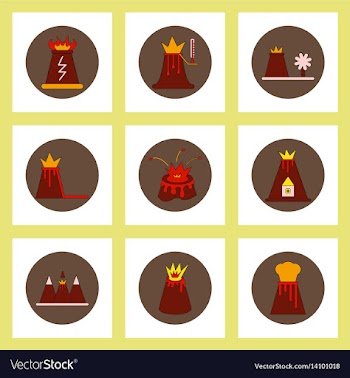 Collection of icons in flat style volcano vector image