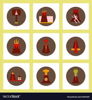 Collection of icons in flat style volcano vector image