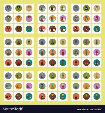 Collection of icons in flat style volcano vector image