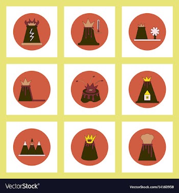 Collection of icons in flat style volcano vector image