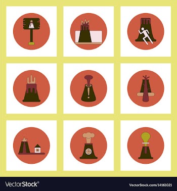 Collection of icons in flat style volcano vector image