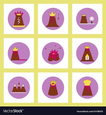 Collection of icons in flat style volcano vector image