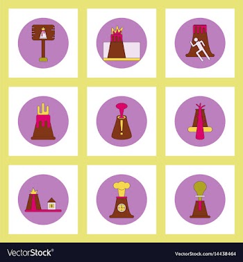 Collection of icons in flat style volcano vector image