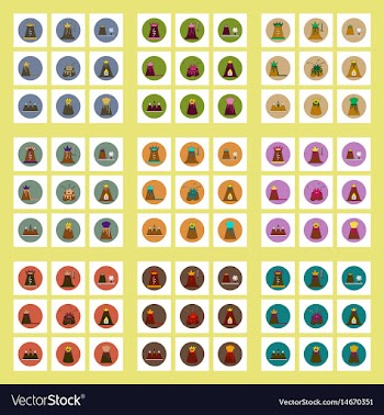 Collection of icons in flat style volcano vector image
