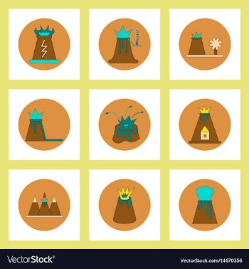 Collection of icons in flat style volcano vector image