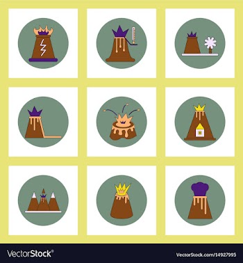 Collection of icons in flat style volcano vector image