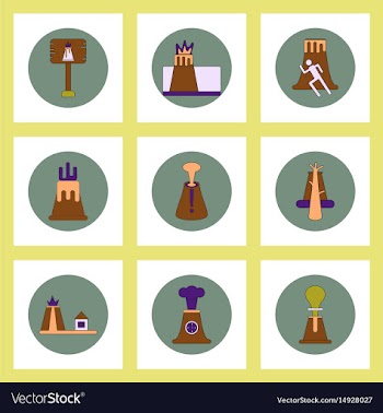 Collection of icons in flat style volcano vector image