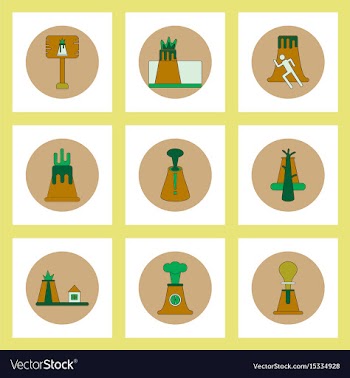 Collection of icons in flat style volcano vector image