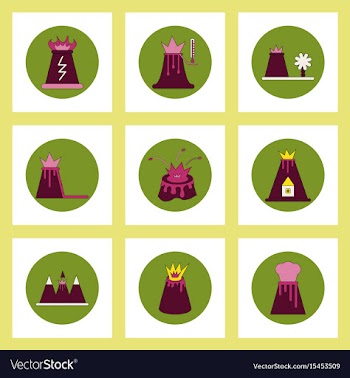 Collection of icons in flat style volcano vector image
