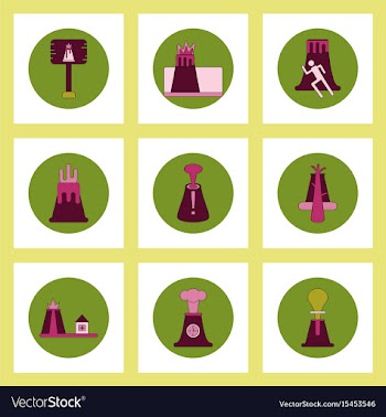 Collection of icons in flat style volcano vector image