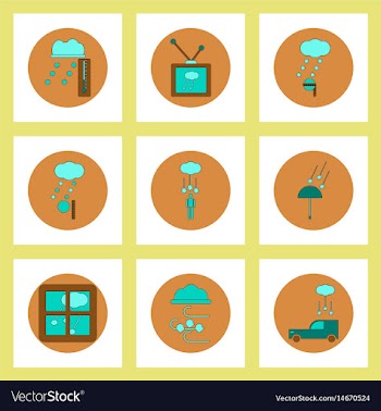 Collection of icons in flat style weather and vector image