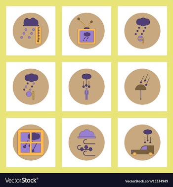 Collection of icons in flat style weather and vector image