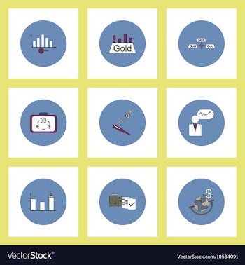 Collection of icons in flat style world gold price vector image