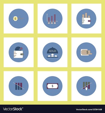 Collection of icons in flat style world gold price vector image