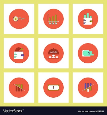 Collection of icons in flat style world gold price vector image