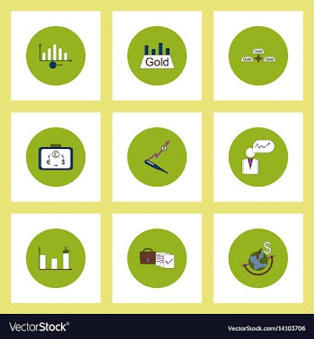 Collection of icons in flat style world gold price vector image